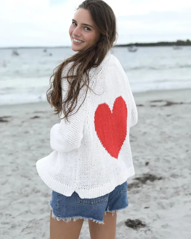 *SALE* - HEART BACK CHUNKY CARDI COTTON made by Wooden Ships