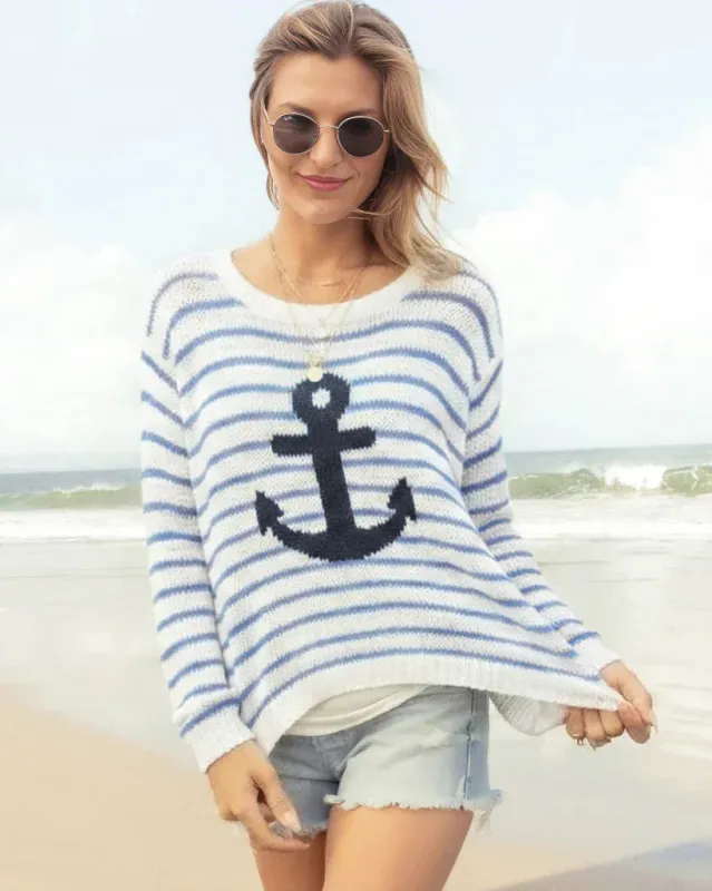 ANCHOR STRIPED CREW COTTON made by Wooden Ships