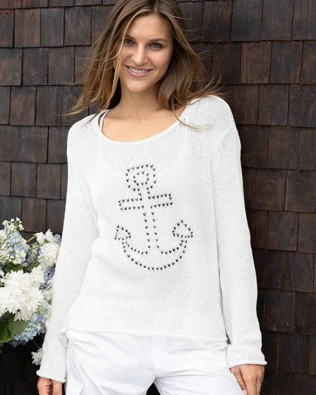 STITCHED ANCHOR CREW COTTON made by Wooden Ships