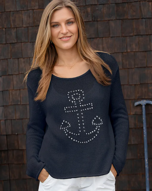 STITCHED ANCHOR CREW COTTON made by Wooden Ships