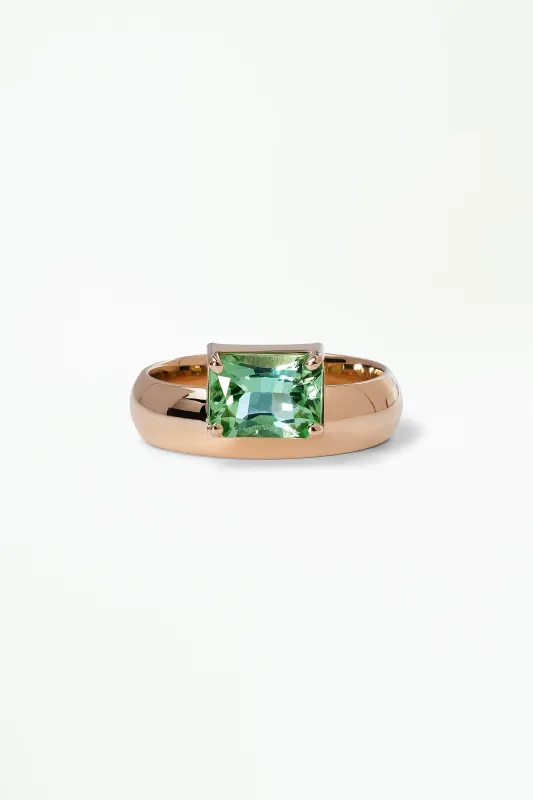 Radiant Cut Tourmaline Dome Monolith Ring made by WWAKE