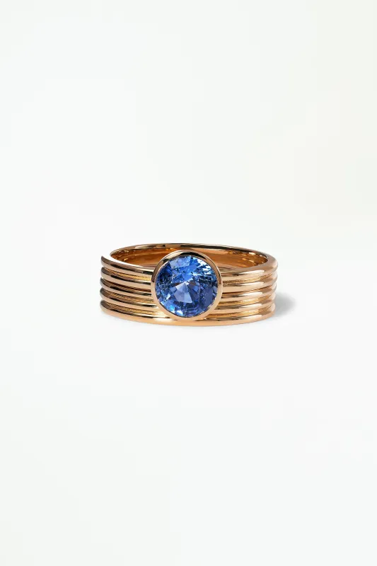 One of a Kind Ridge Ring Set - Round Cut Sapphire sold by WWAKE