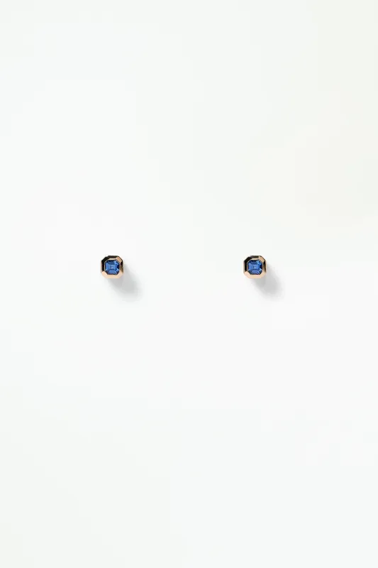 Asscher Sapphire Stud -  Single sold by WWAKE