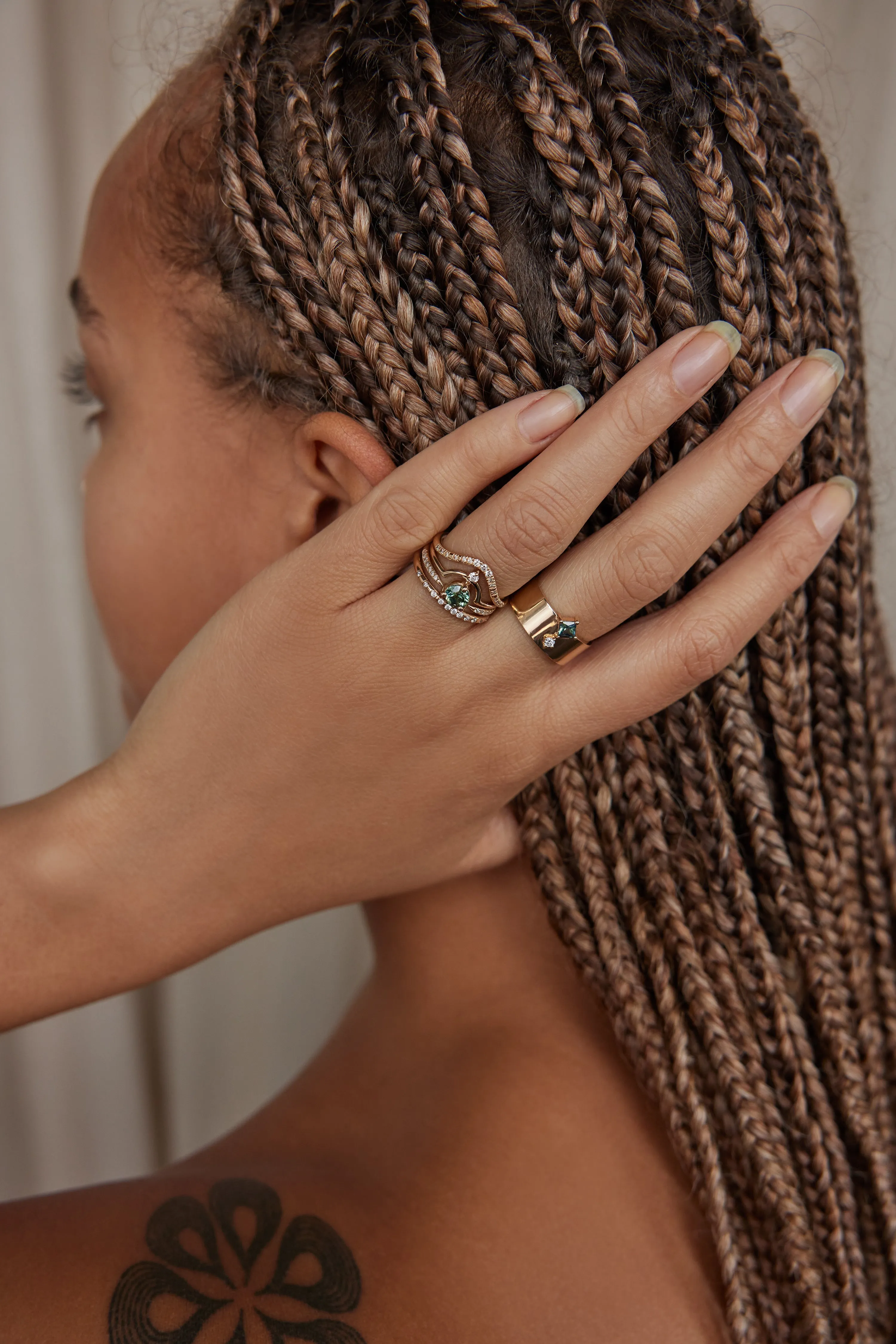 Medium Round Sapphire and Diamond Nestled Ring sold by WWAKE product image thumbnail 5