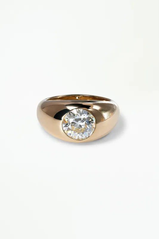 Old European Cut Diamond Soft Signet Ring No. 66 made by WWAKE