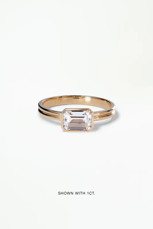Emerald Cut Diamond Ridge Solitaire Ring sold by WWAKE