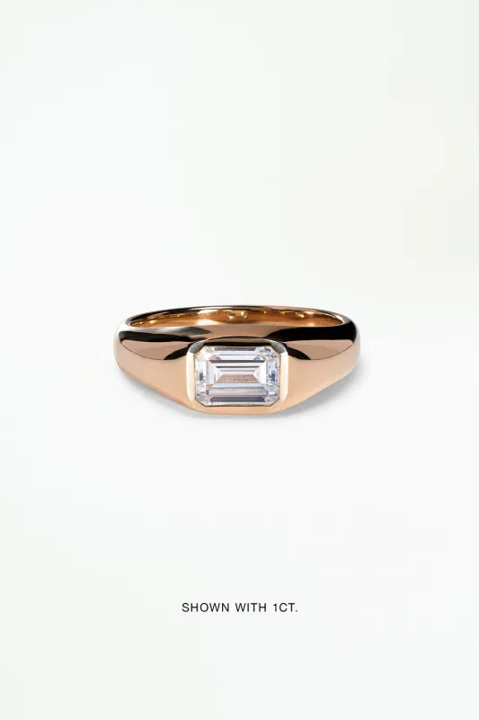 Emerald Cut Diamond Soft Signet Ring sold by WWAKE