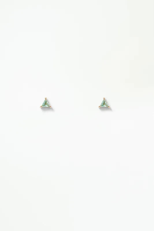 Green Beryl Triad Stud Earring made by WWAKE