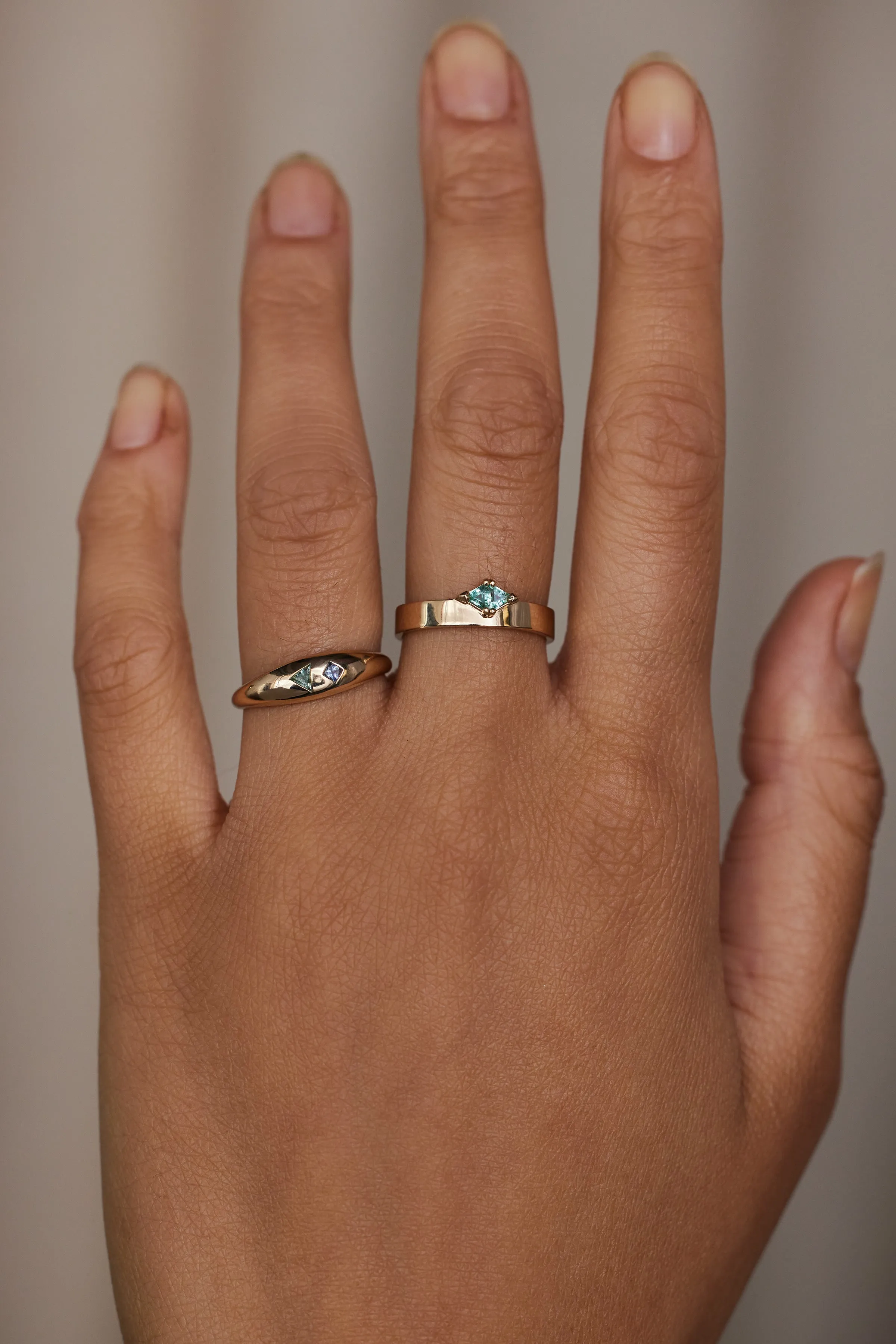 Green Beryl and Sapphire Lagoon Dome Ring sold by WWAKE product image thumbnail 2