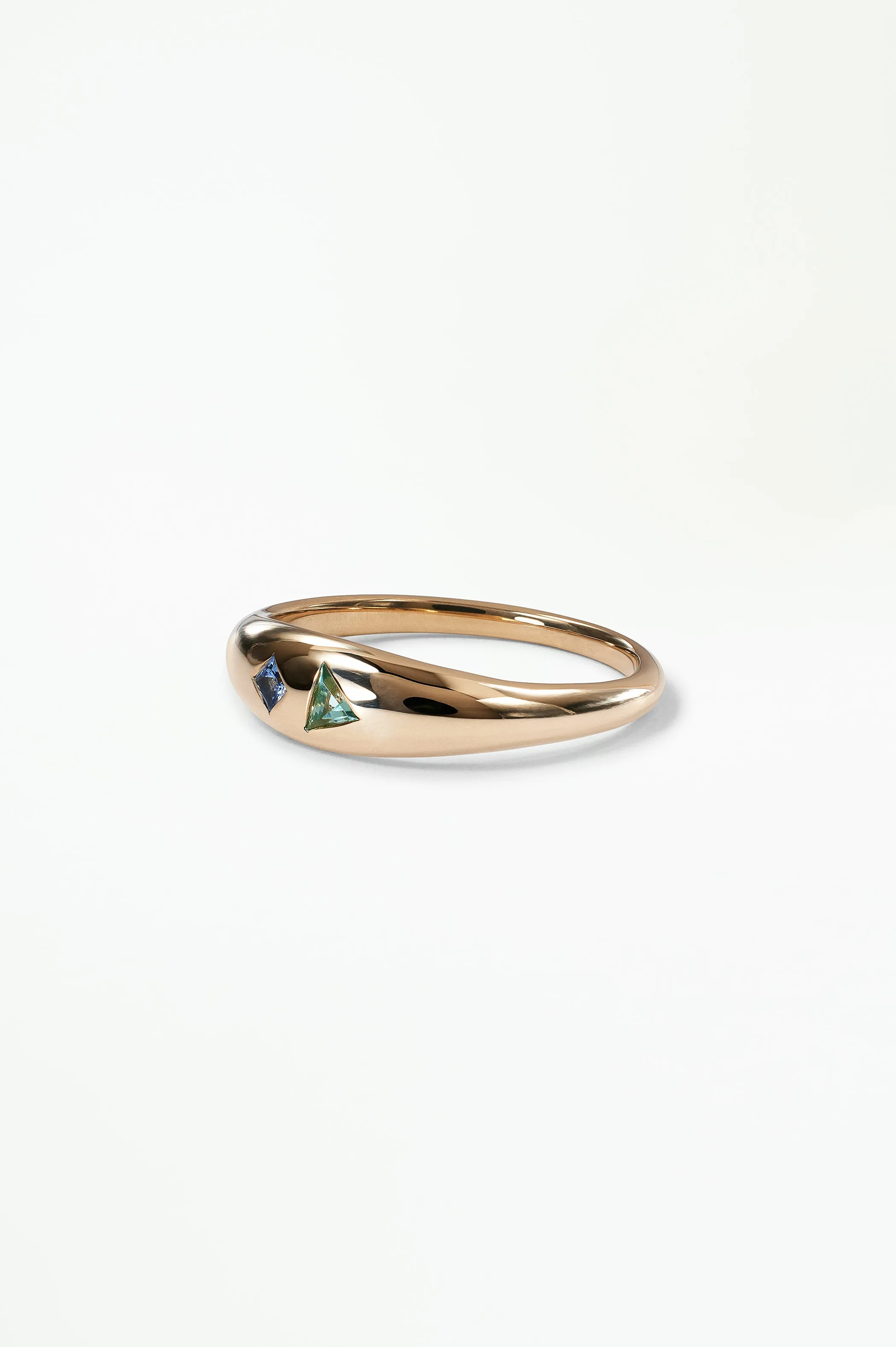 Green Beryl and Sapphire Lagoon Dome Ring sold by WWAKE product image thumbnail 3