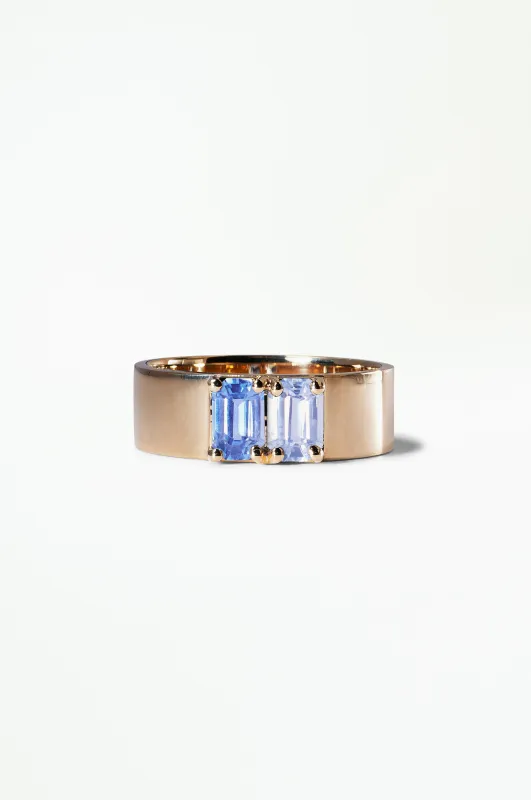 Emerald Cut Tonal Sapphire Menhir Ring sold by WWAKE