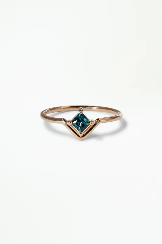 Medium Princess Cut Teal Sapphire Nestled Ring sold by WWAKE