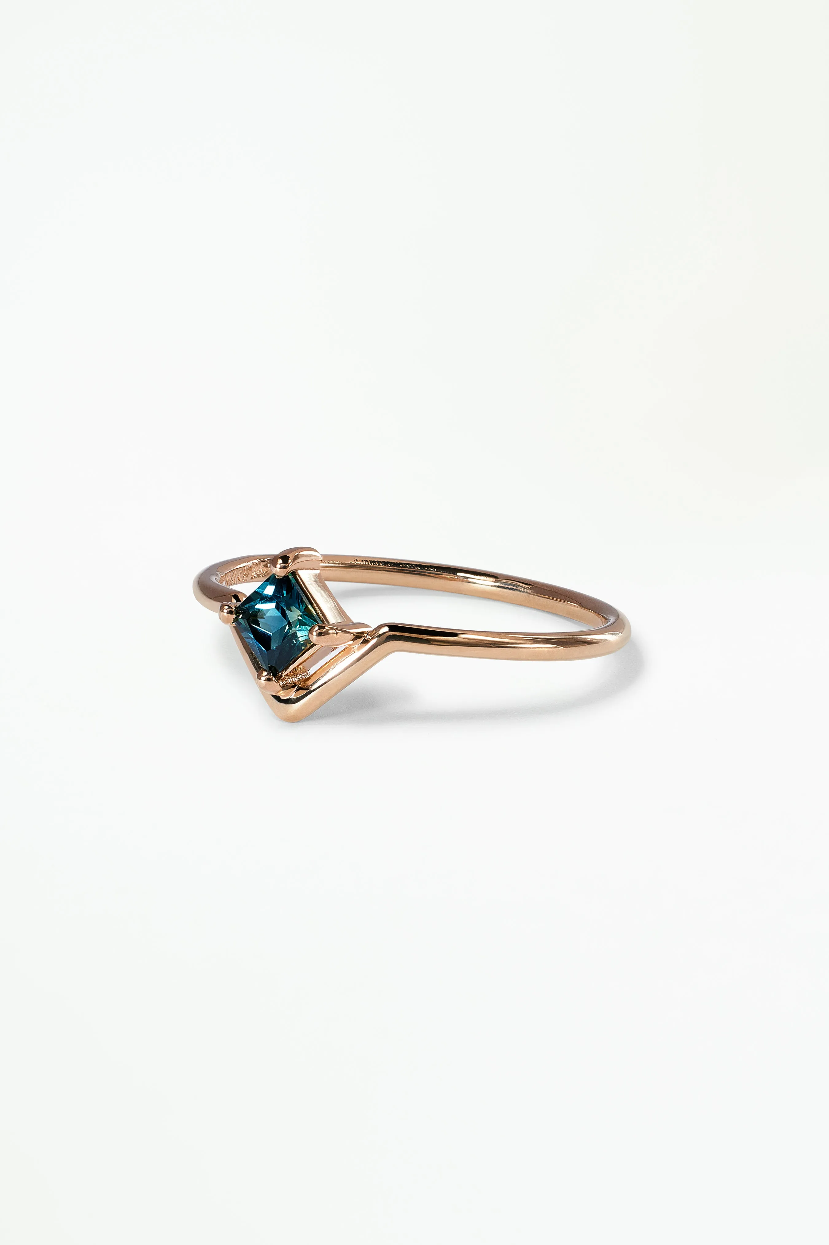 Medium Princess Cut Teal Sapphire Nestled Ring sold by WWAKE product image thumbnail 3