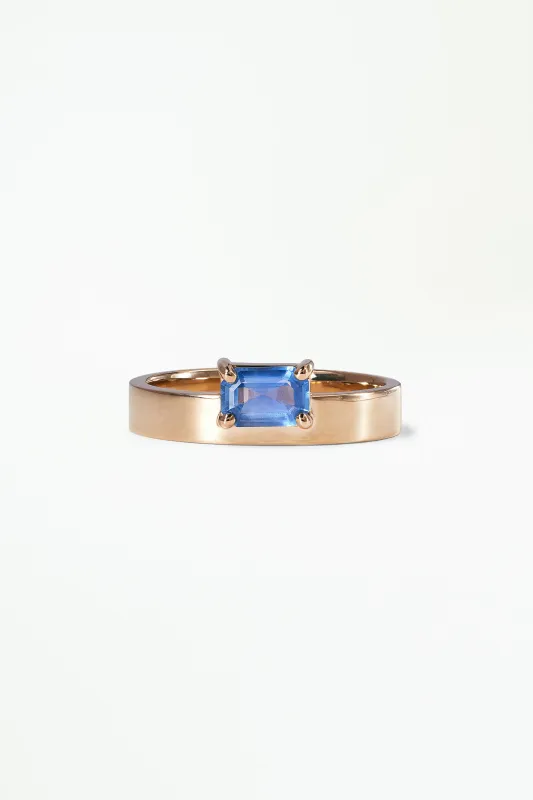 Medium Emerald Cut Blue Sapphire Monolith Ring sold by WWAKE