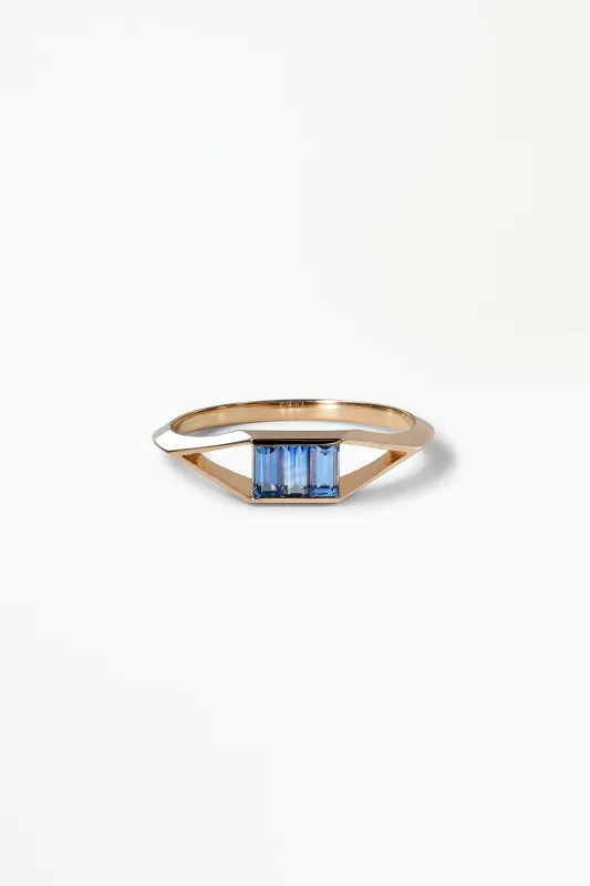 Blue Sapphire Baguette Frame Ring made by WWAKE