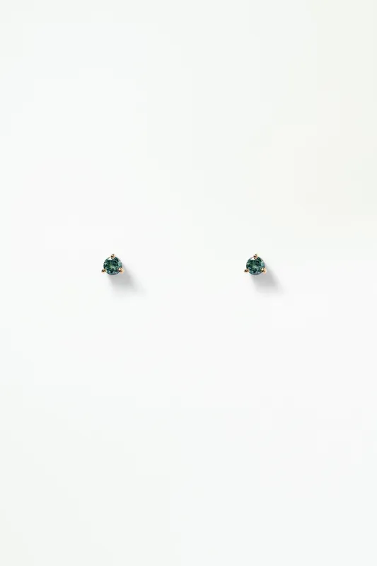 Medium Round Teal Sapphire Stud Earring - Single sold by WWAKE