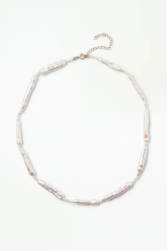 Stem Pearl Patchwork Necklace made by WWAKE