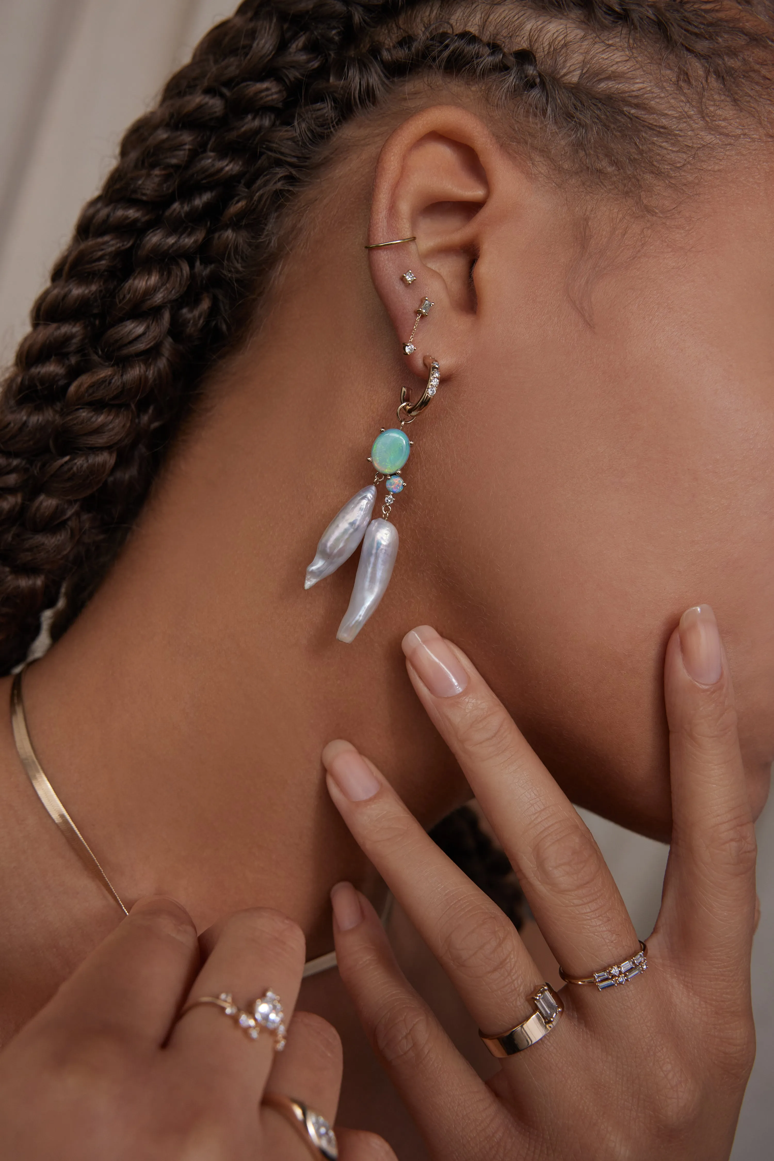 Pearl and Opal Cluster Earrings - Pair sold by WWAKE product image thumbnail 5