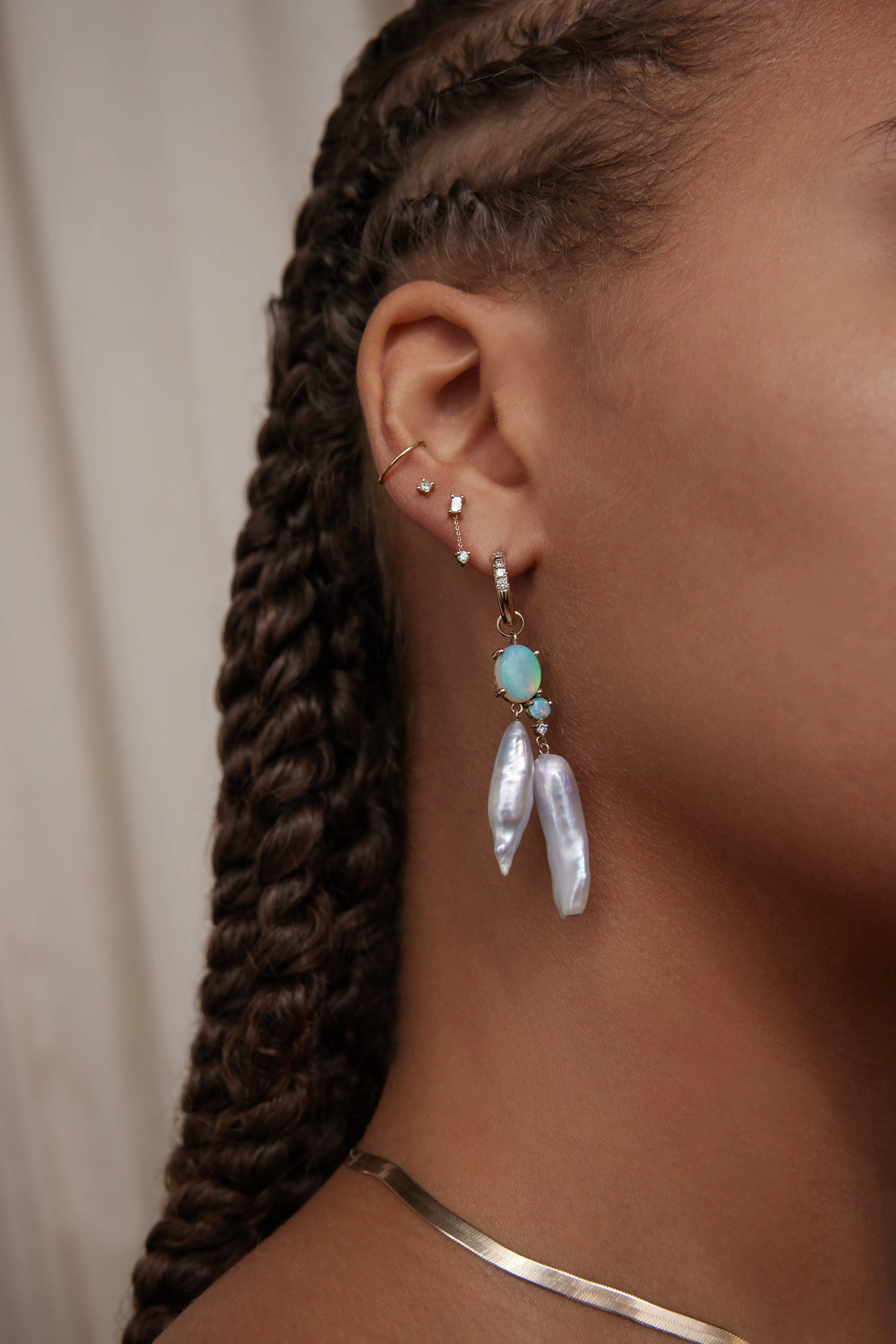 Pearl and Opal Cluster Earrings - Pair sold by WWAKE product image thumbnail 2