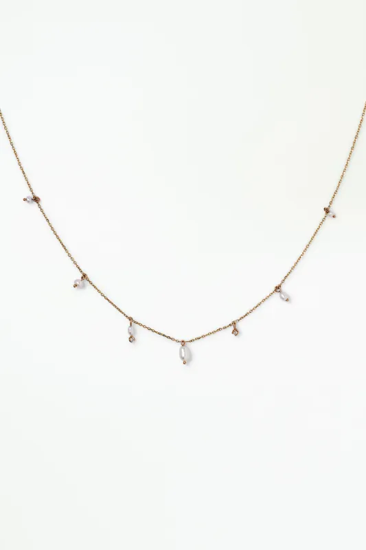 Pearl and Diamond Cascade Necklace made by WWAKE