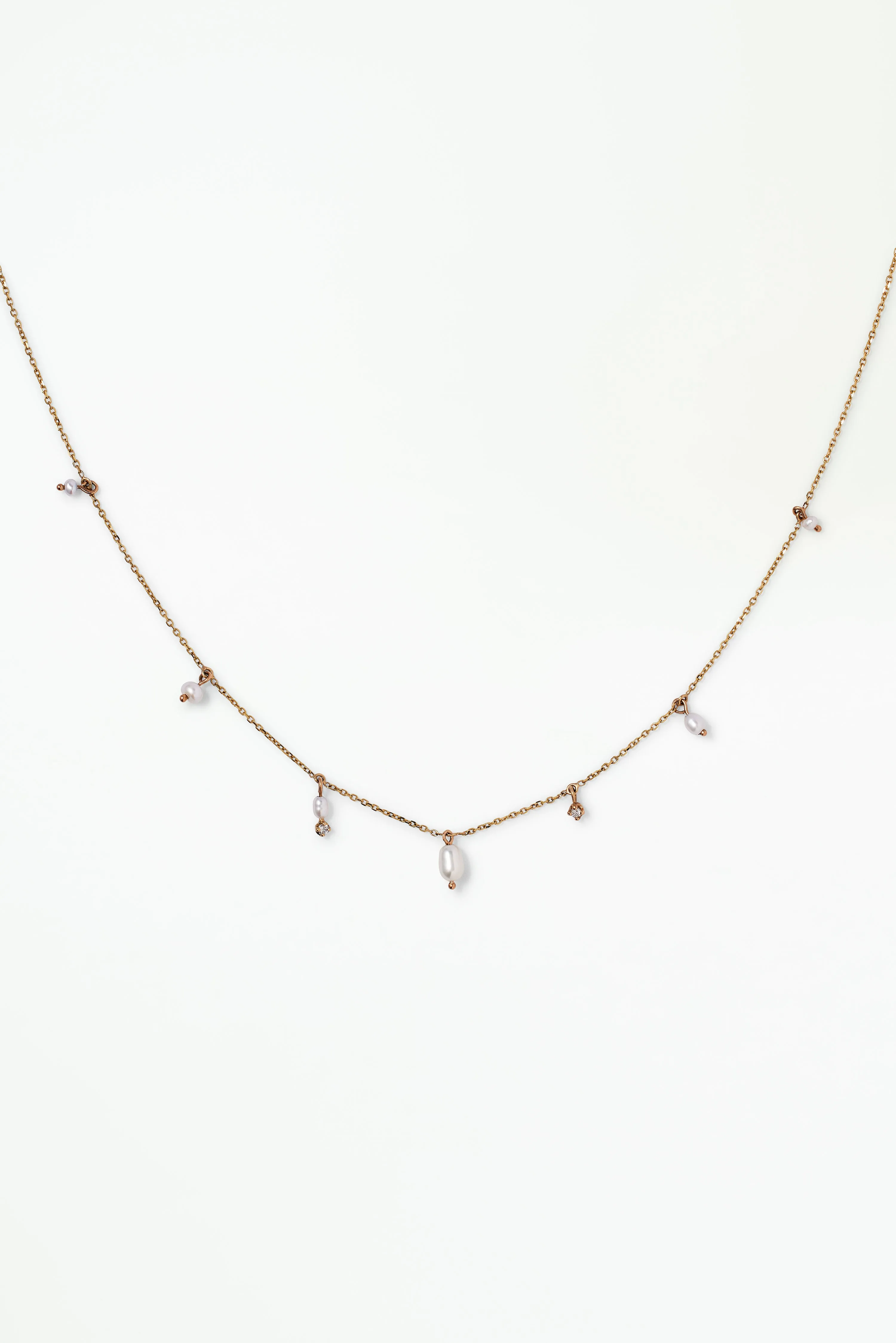 Pearl and Diamond Cascade Necklace sold by WWAKE