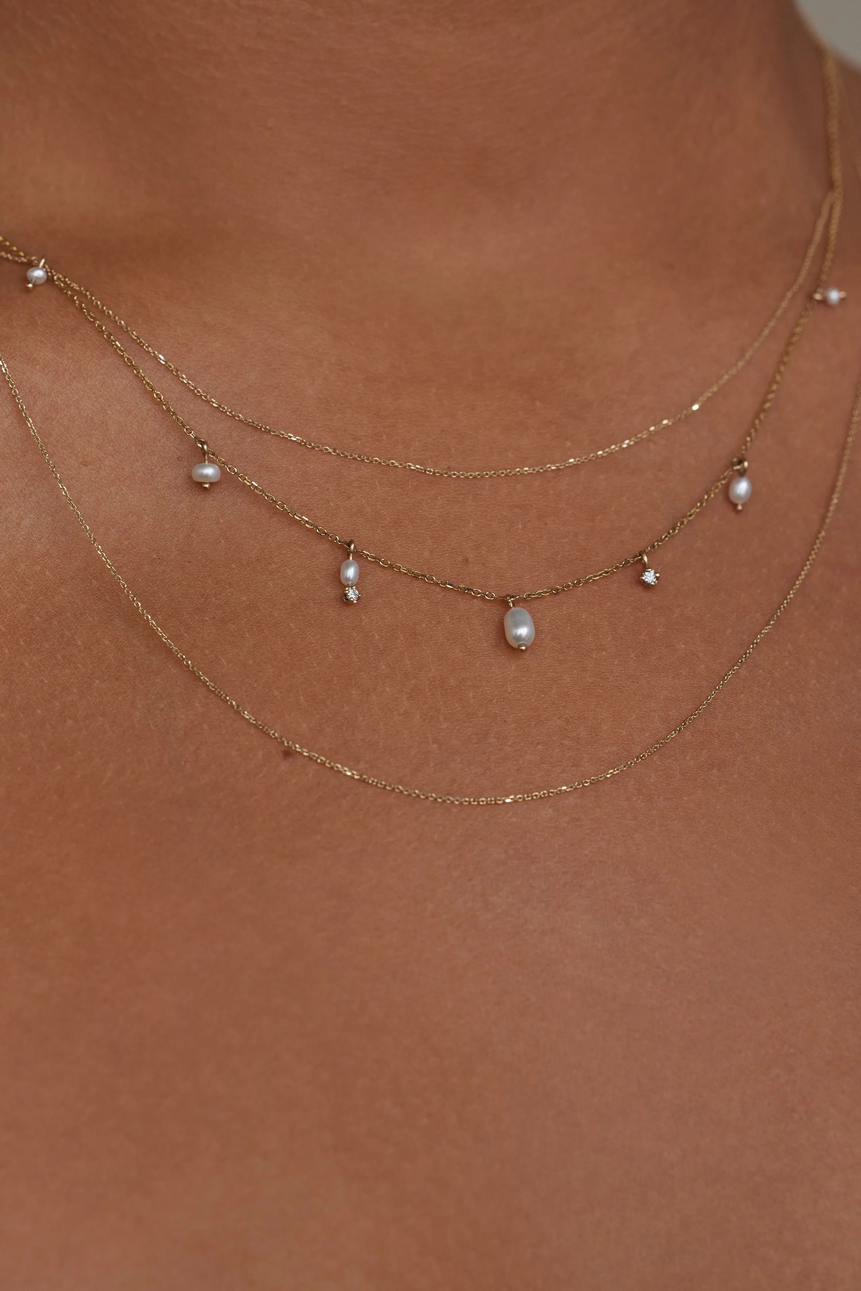 Pearl and Diamond Cascade Necklace sold by WWAKE product image thumbnail 4