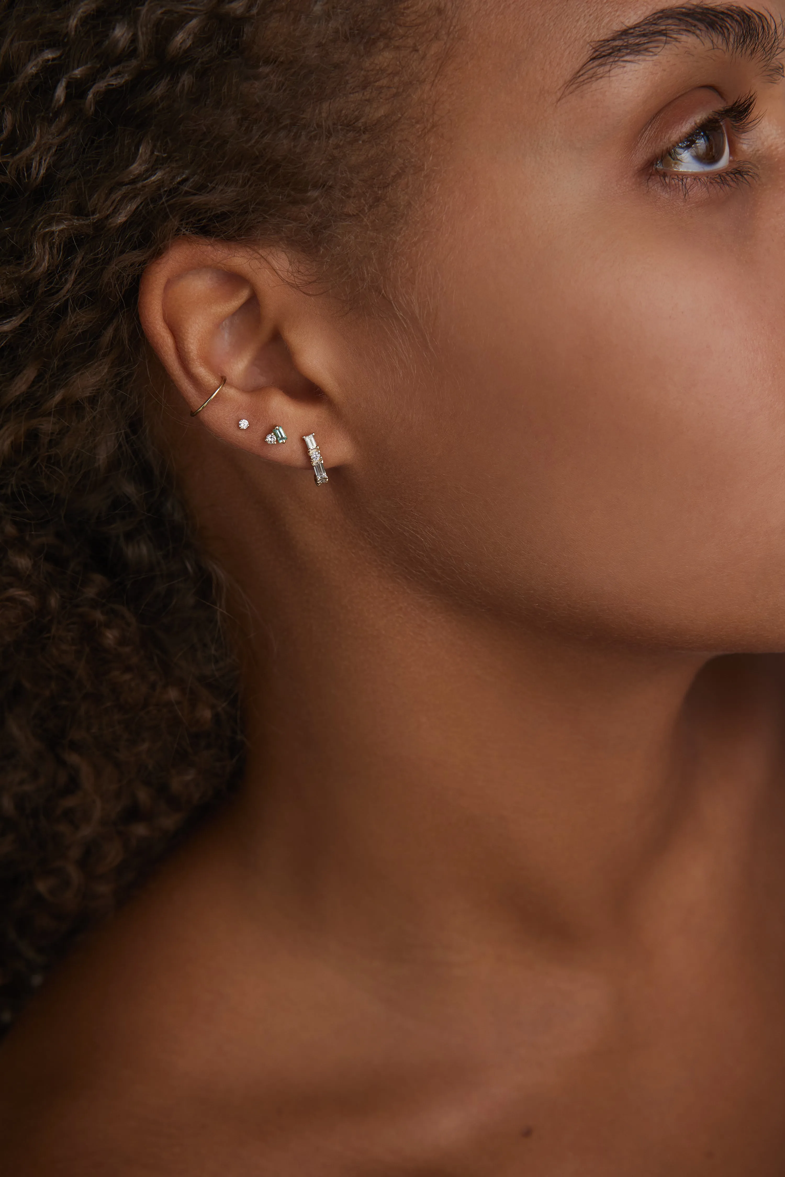 Diamond Pillar Huggie Earring - Single sold by WWAKE product image thumbnail 4
