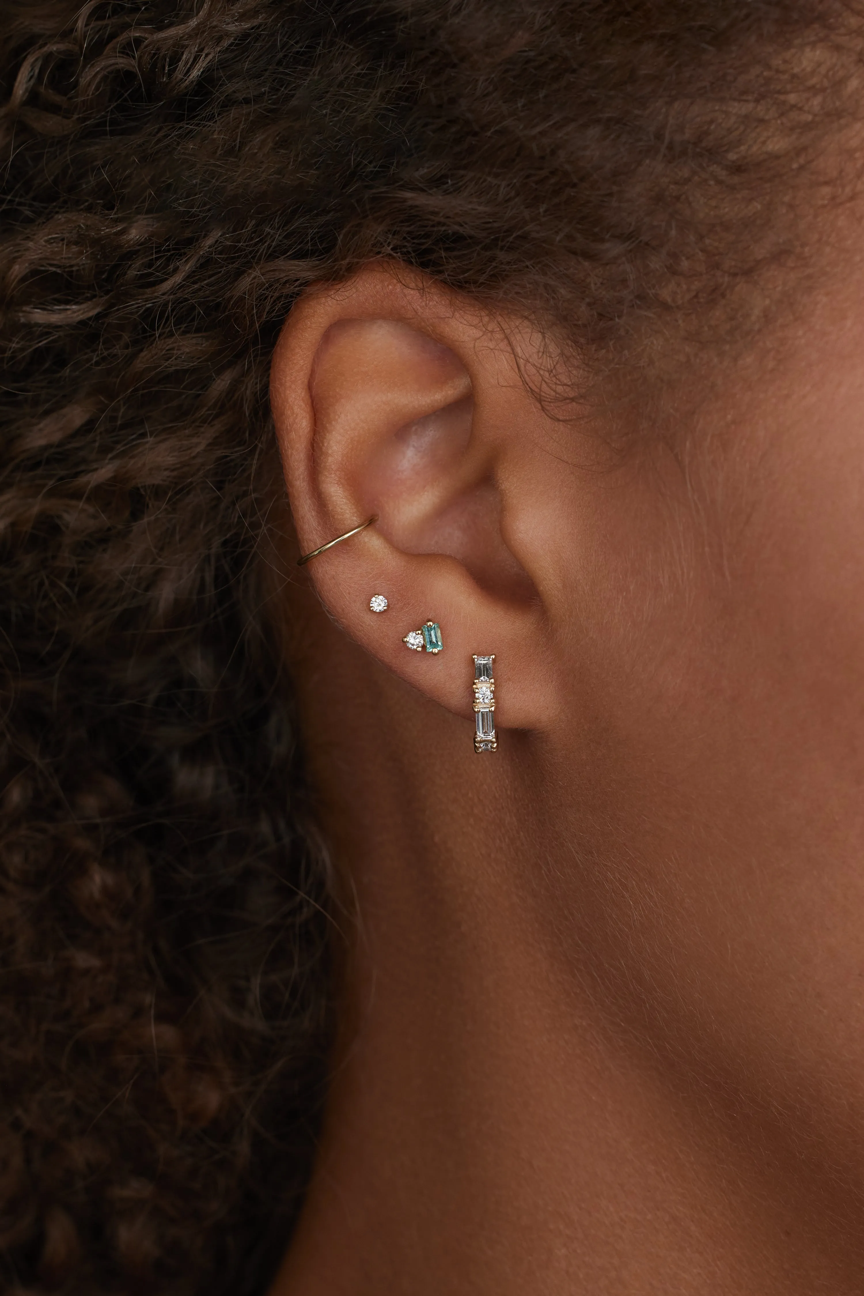 Diamond Pillar Huggie Earring - Single sold by WWAKE product image thumbnail 2