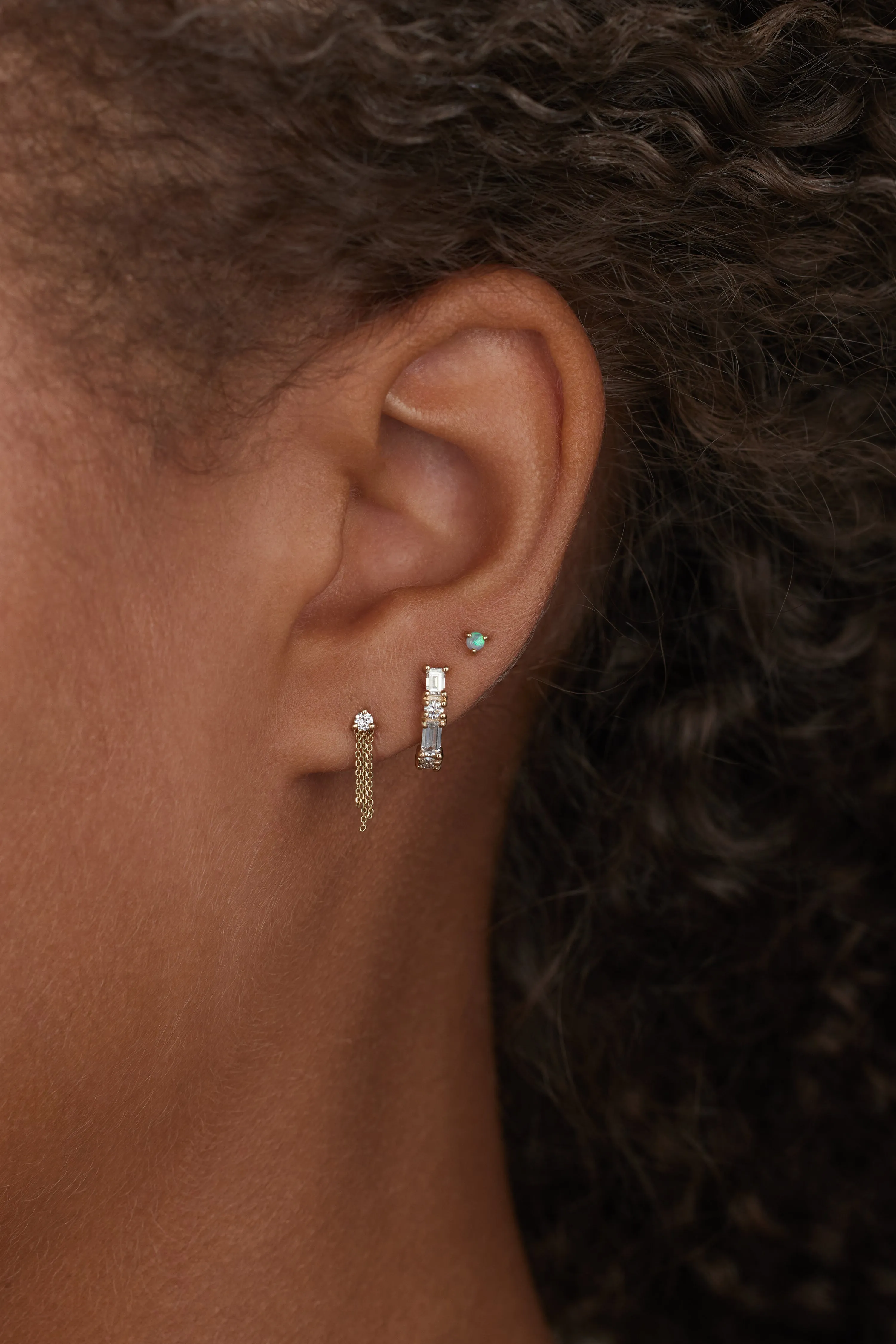 Diamond Pillar Huggie Earring - Single sold by WWAKE product image thumbnail 5