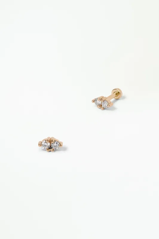 Diamond Two-Step Earring - Flat Back - Single sold by WWAKE
