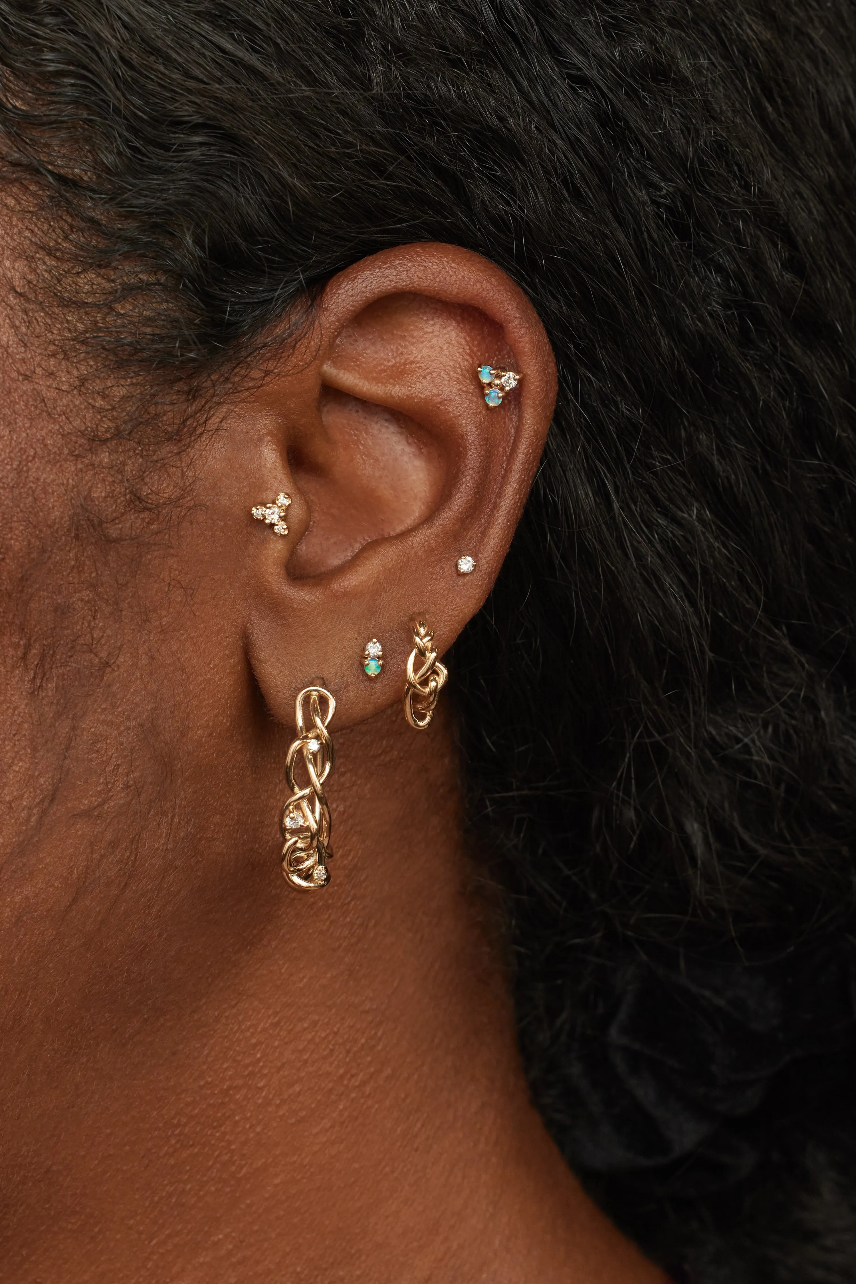 Night Wind Diamond Hoop Earring - Single sold by WWAKE product image thumbnail 4