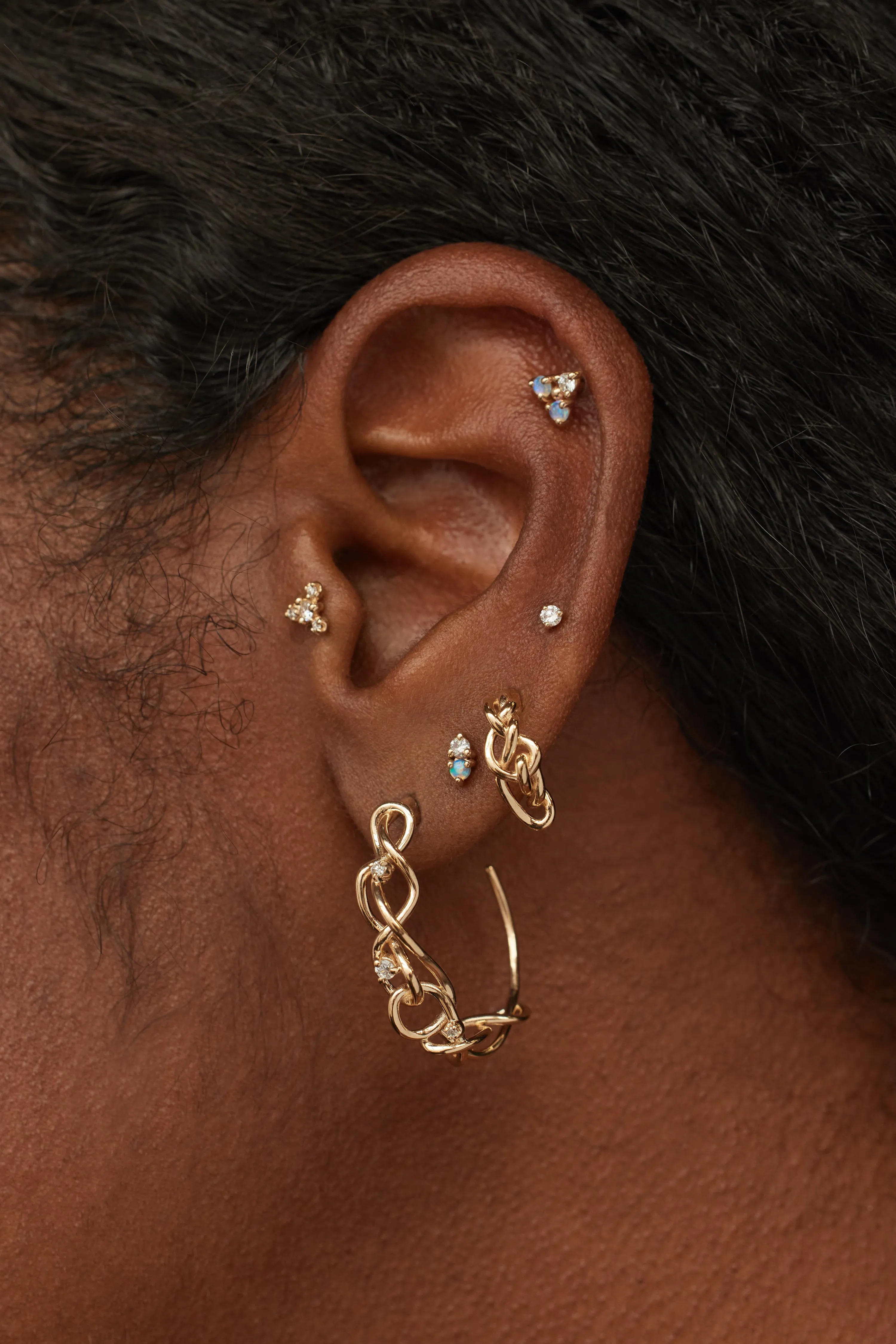 Night Wind Diamond Hoop Earring - Single sold by WWAKE product image thumbnail 2