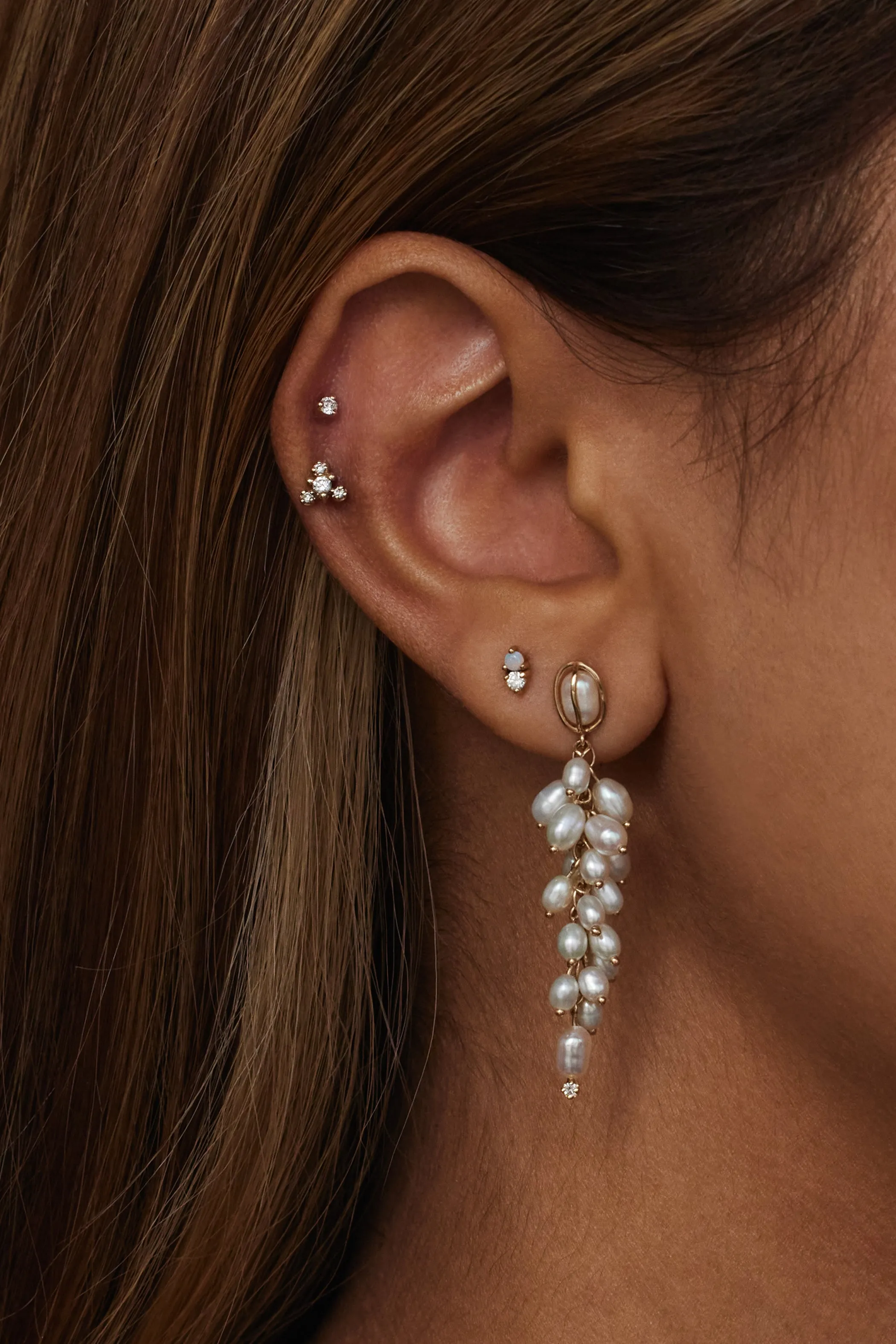 Shadow Diamond & Pearl Earring - Single sold by WWAKE product image thumbnail 3