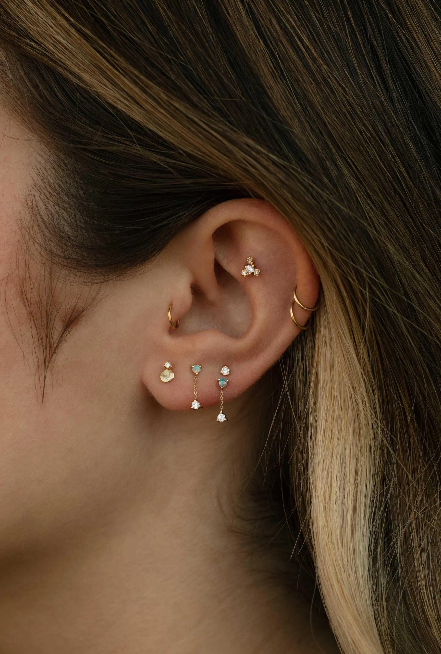 Small Diamond Disc Stud Flat Back Earring sold by WWAKE product image thumbnail 2