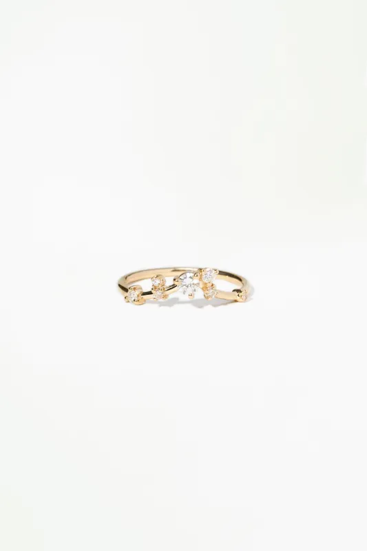 Organic Triangle Brilliant Cut Diamond Ring made by WWAKE