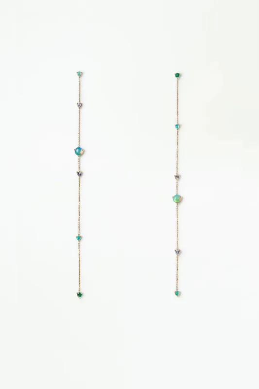 Opal and Diamond Linear Chain Earrings made by WWAKE