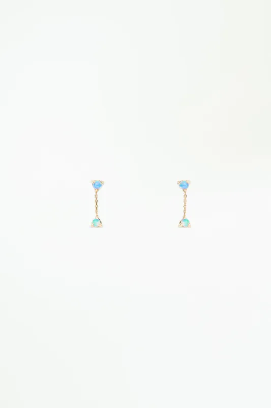 Small Opal Two-Step Chain Earring made by WWAKE
