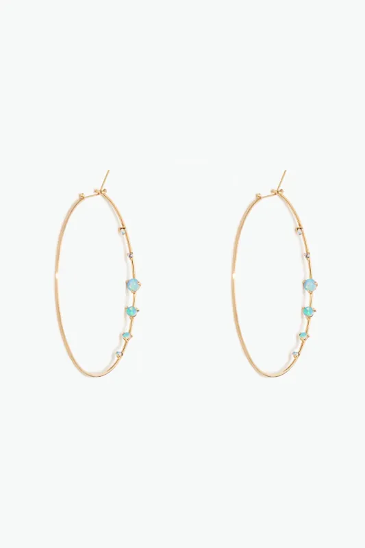 Medium Opal and Diamond Counting Hoops made by WWAKE