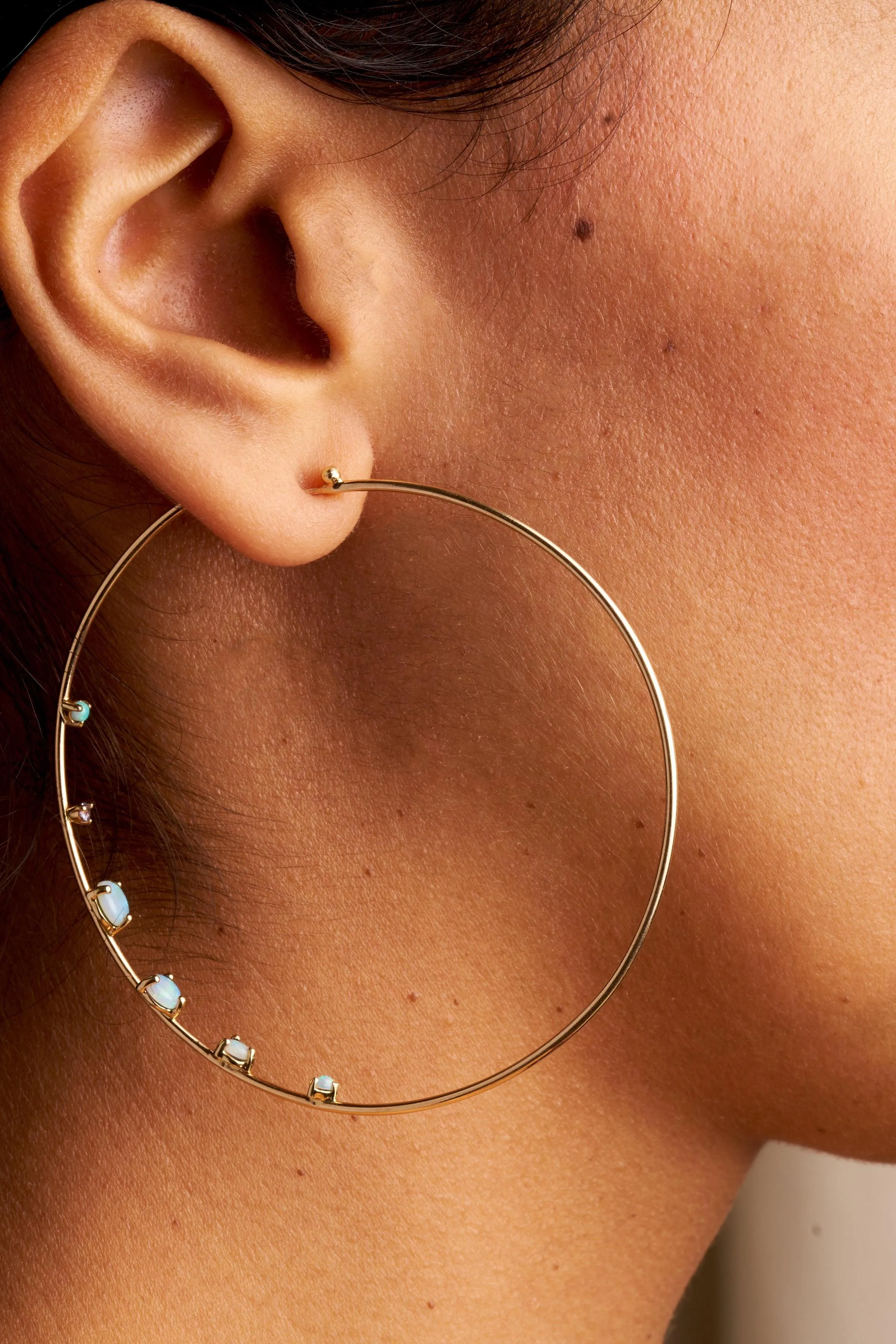 Medium Opal and Diamond Counting Hoops sold by WWAKE product image thumbnail 4