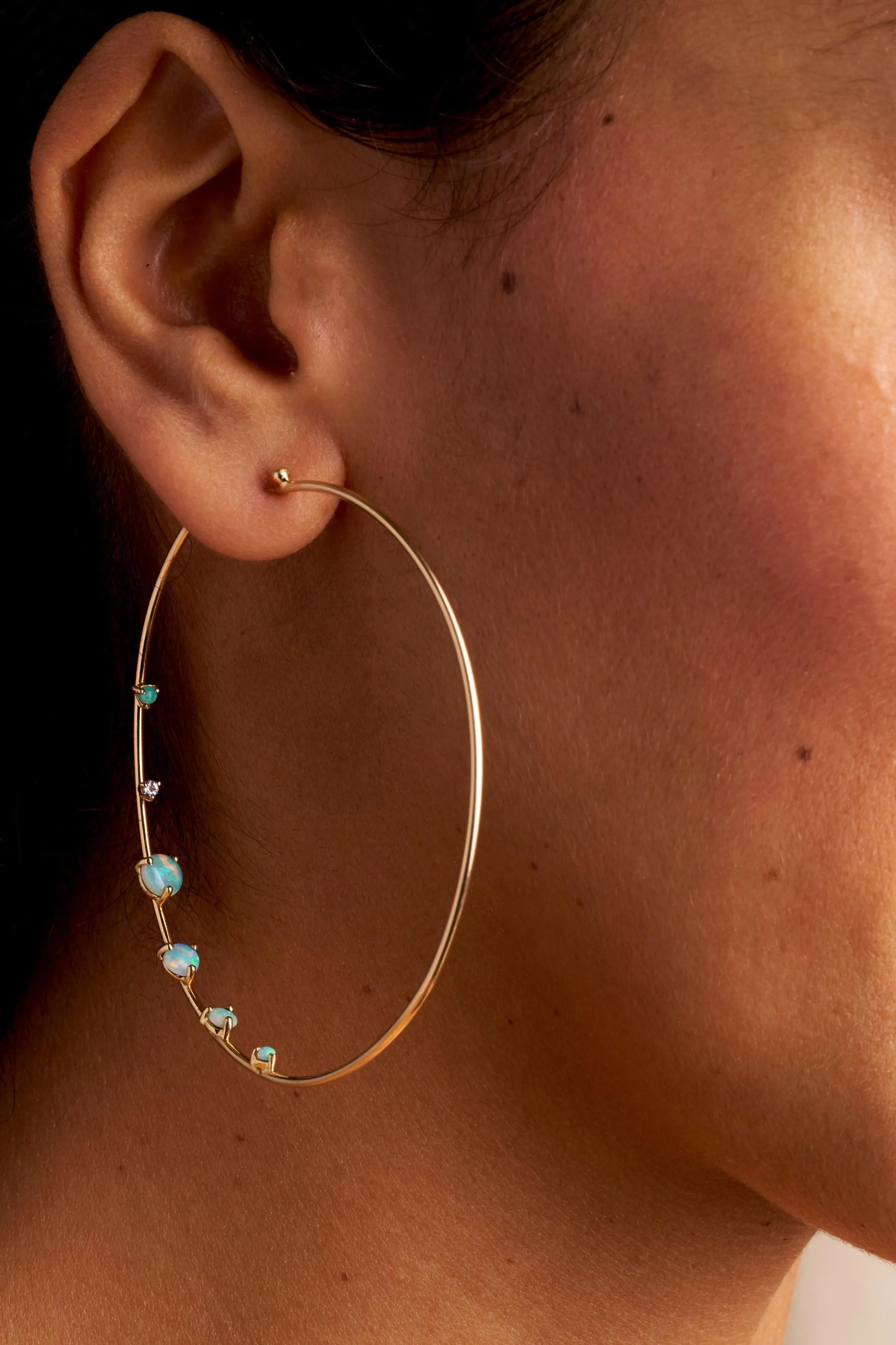 Medium Opal and Diamond Counting Hoops sold by WWAKE product image thumbnail 2