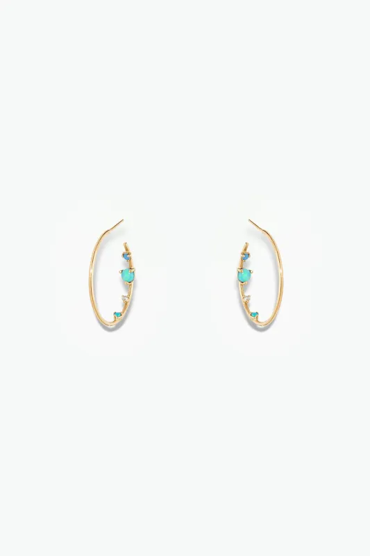 Opal and Diamond Inverted Hoop Earring made by WWAKE
