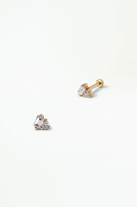 Diamond Column Earring - Flatback - Single made by WWAKE