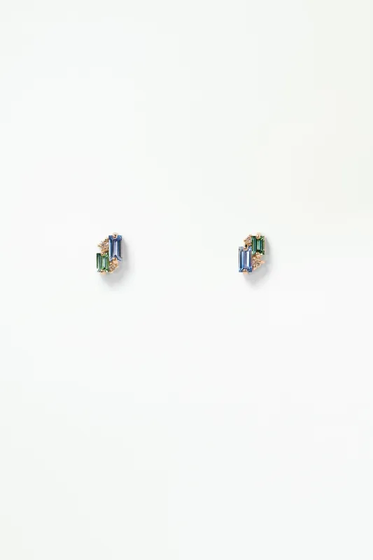 Sapphire, Tourmaline, and Diamond Bevy Earring - Single sold by WWAKE