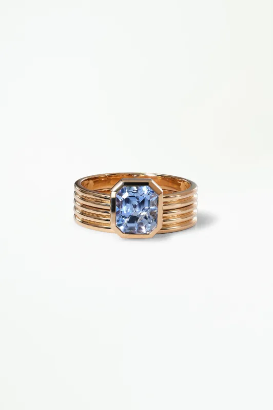 One of a Kind Ridge Ring Set - Radiant Cut Sapphire sold by WWAKE