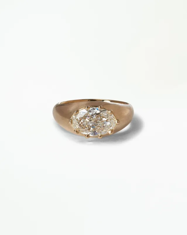 Oval Cut Diamond Beaded Signet Ring No. 2 made by WWAKE