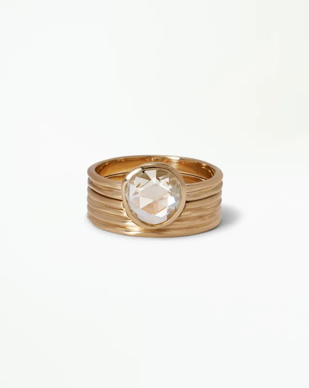 Antique Rose Cut Diamond Ridge Ring Set made by WWAKE