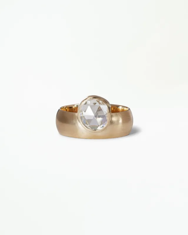 One of a Kind Antique Rose Cut Diamond Monolith Ring made by WWAKE