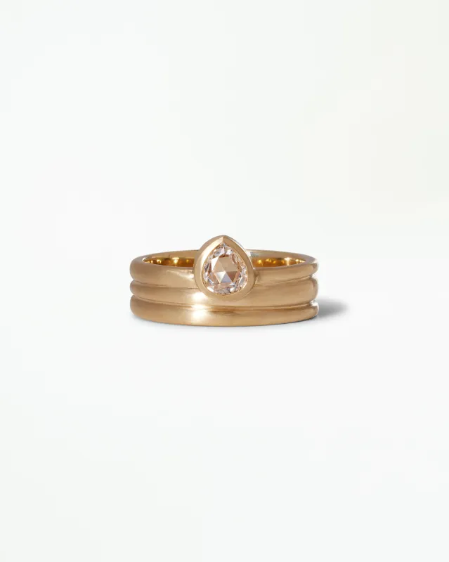 One of a Kind Pear Rose Cut Diamond Spiral Ring made by WWAKE