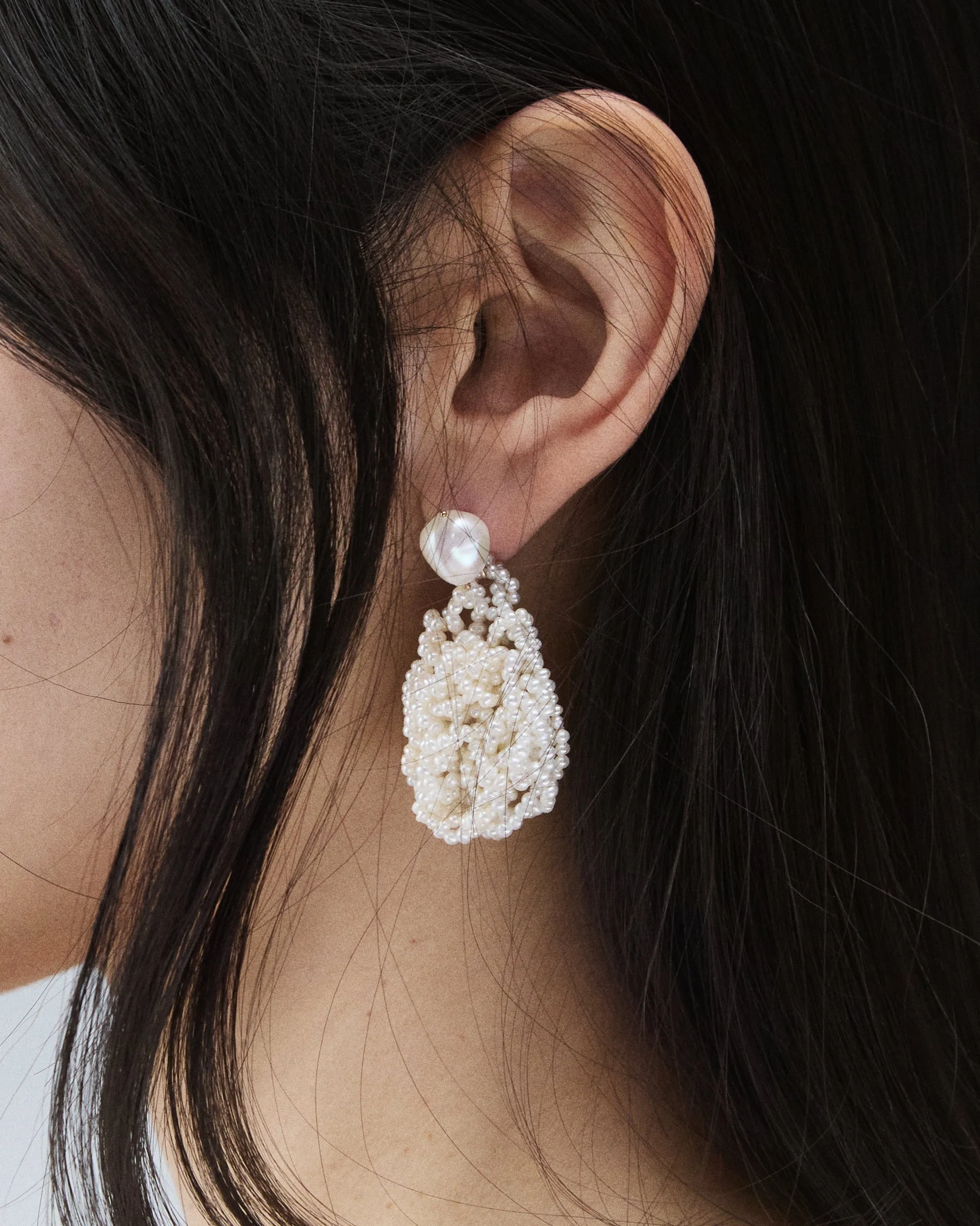Small Crocheted Pearl Earrings sold by WWAKE product image thumbnail 4