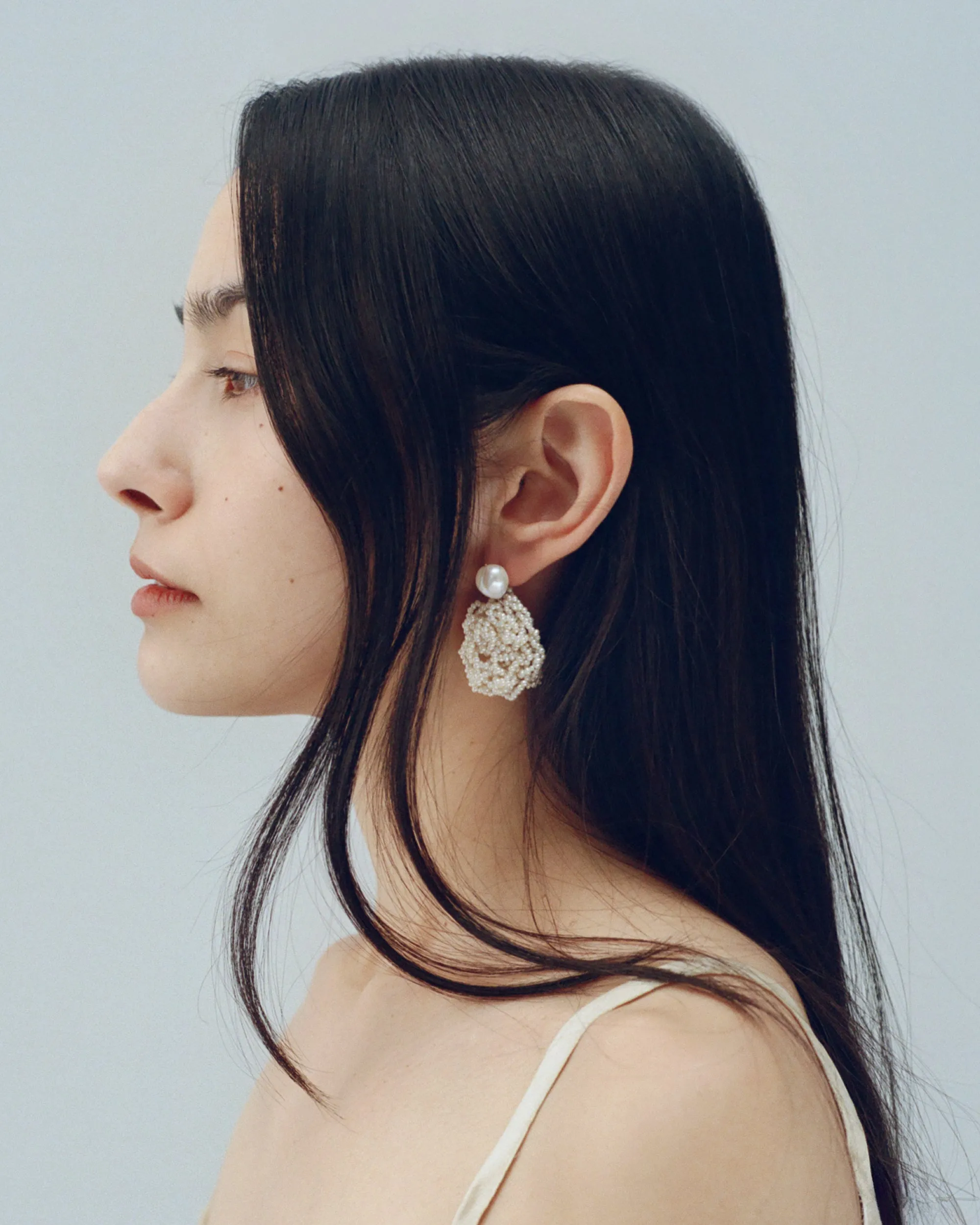 Small Crocheted Pearl Earrings sold by WWAKE product image thumbnail 2